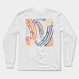 Colorful modern curved linear shapes pattern Long Sleeve T-Shirt